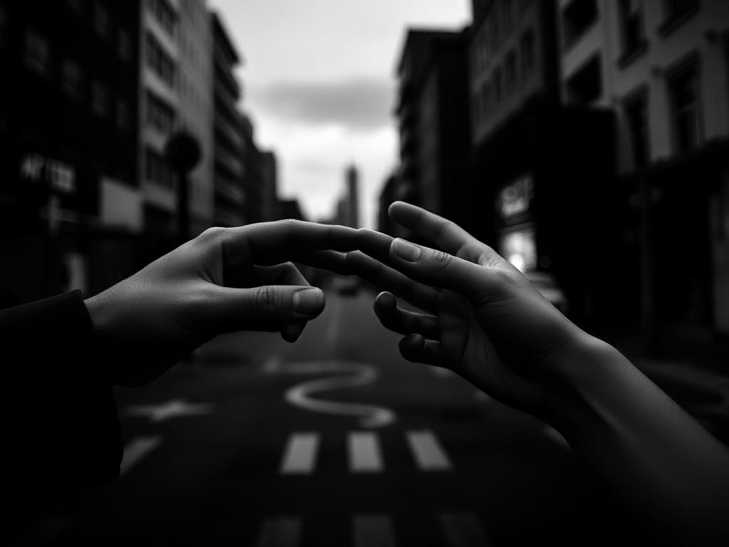 Two hands reaching toward each other